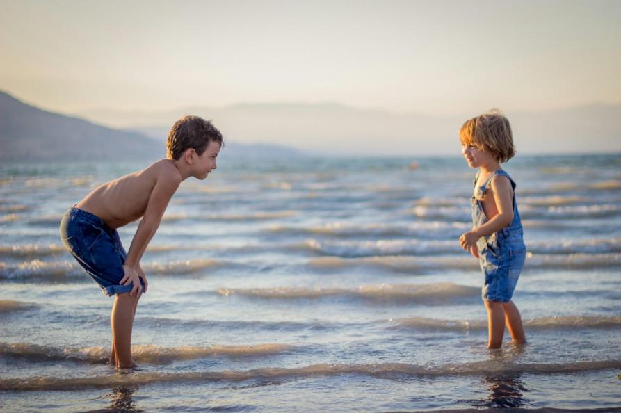 Familie strandfoto